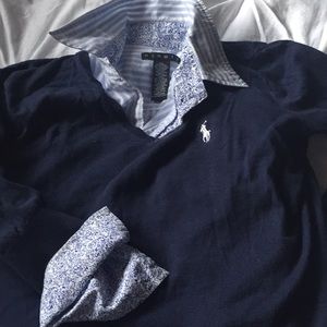 Sweater and button down shirt